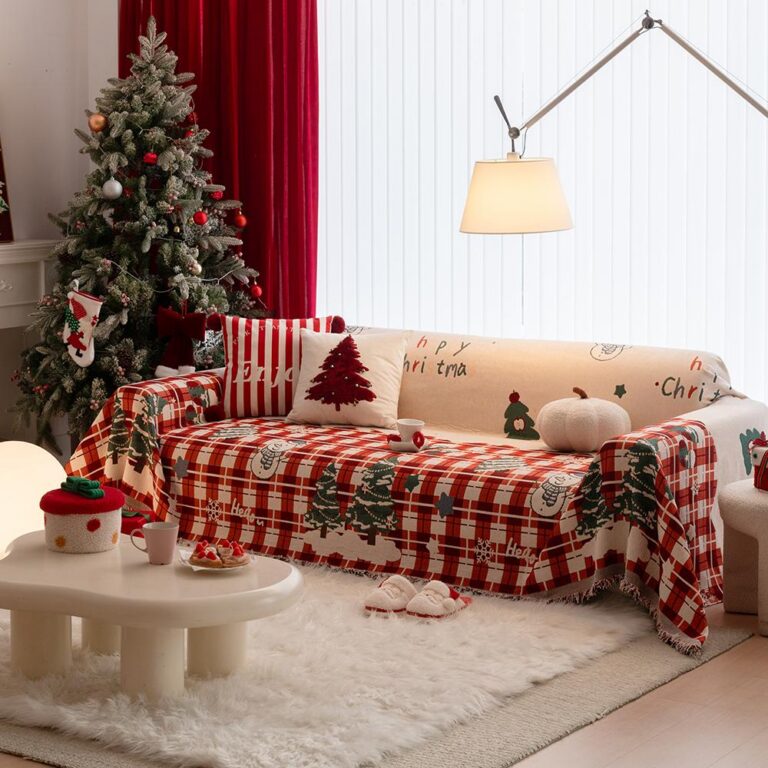 Sofa Throws Christmas Snow Plaid